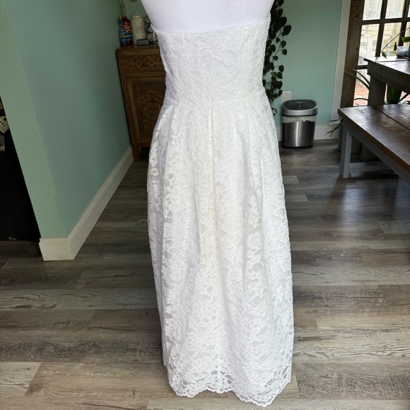 NWT Express Bridal Lace Strapless Sweetheart Dress Midi Tea Length White Size 4 - Picture 3 of 12